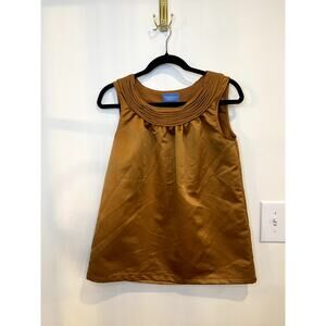 Simply Vera Vera Wang Satin Blouse Size 6 Pleated Neck Sleeveless Top Elegant